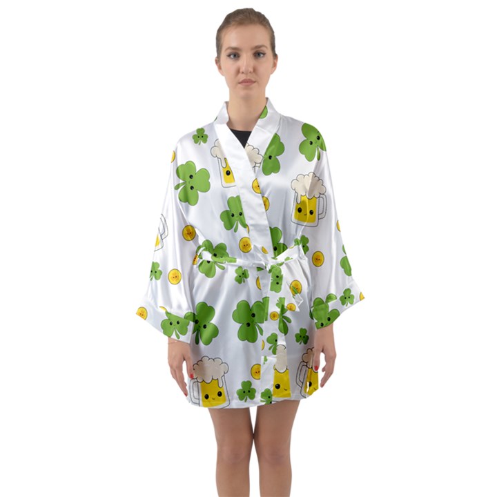 St patricks day Long Sleeve Satin Kimono