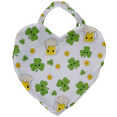 St Patricks Day Giant Heart Shaped Tote by Valentinaart