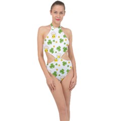 St Patricks Day Halter Side Cut Swimsuit