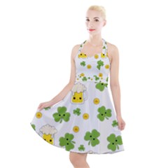 St Patricks Day Halter Party Swing Dress  by Valentinaart