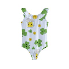 St Patricks Day Kids  Frill Swimsuit by Valentinaart