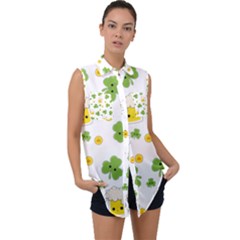 St Patricks Day Sleeveless Chiffon Button Shirt