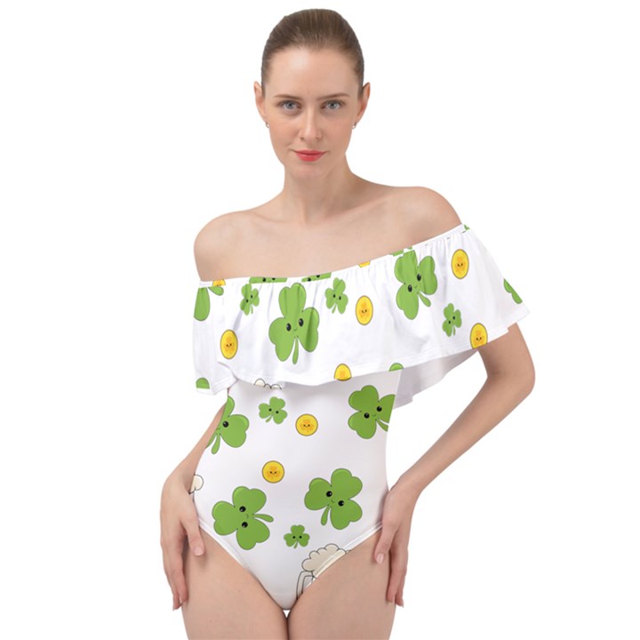 St patricks day Off Shoulder Velour Bodysuit 