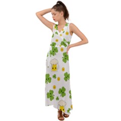 St Patricks Day V-neck Chiffon Maxi Dress by Valentinaart