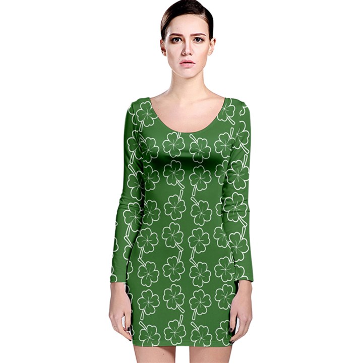 St patricks day Long Sleeve Velvet Bodycon Dress