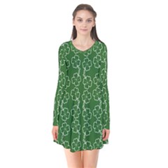 St Patricks Day Long Sleeve V-neck Flare Dress