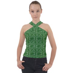 St Patricks Day Cross Neck Velour Top by Valentinaart