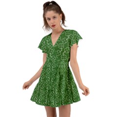 St Patricks Day Flutter Sleeve Wrap Dress by Valentinaart