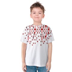 Red And White Matrix Patterned Design Kids  Cotton Tee