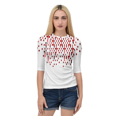 Red And White Matrix Patterned Design Quarter Sleeve Raglan Tee by dflcprintsclothing