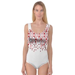 Red And White Matrix Patterned Design Princess Tank Leotard  by dflcprintsclothing