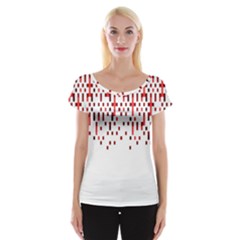 Red And White Matrix Patterned Design Cap Sleeve Top by dflcprintsclothing