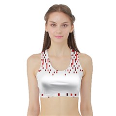 Red And White Matrix Patterned Design Sports Bra With Border