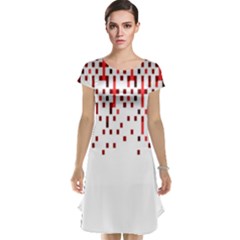 Red And White Matrix Patterned Design Cap Sleeve Nightdress