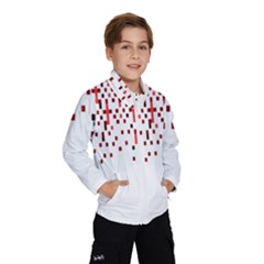 Red And White Matrix Patterned Design Kids  Windbreaker