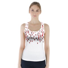 Red And White Matrix Patterned Design Racer Back Sports Top by dflcprintsclothing