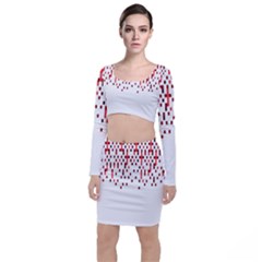 Red And White Matrix Patterned Design Top And Skirt Sets by dflcprintsclothing