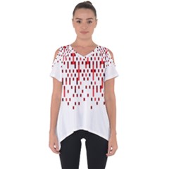 Red And White Matrix Patterned Design Cut Out Side Drop Tee by dflcprintsclothing