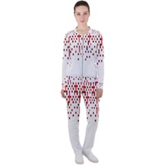 Red And White Matrix Patterned Design Casual Jacket And Pants Set by dflcprintsclothing