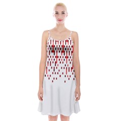 Red And White Matrix Patterned Design Spaghetti Strap Velvet Dress by dflcprintsclothing