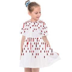 Red And White Matrix Patterned Design Kids  Sailor Dress by dflcprintsclothing