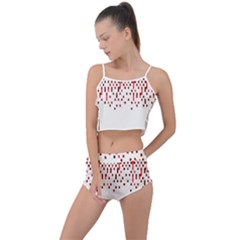 Red And White Matrix Patterned Design Summer Cropped Co-ord Set by dflcprintsclothing