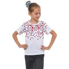 Red And White Matrix Patterned Design Kids  Mesh Piece Tee