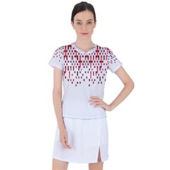 Red And White Matrix Patterned Design Women s Sports Top