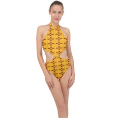 Digital Illusion Halter Side Cut Swimsuit by Sparkle