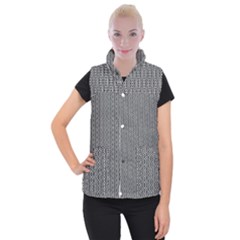 Black And White Triangles Women s Button Up Vest by Sparkle