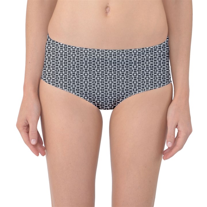 Black And White Triangles Mid-Waist Bikini Bottoms