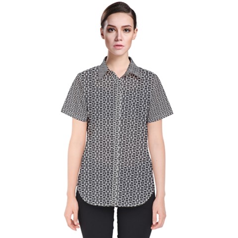 Black And White Triangles Women s Short Sleeve Shirt by Sparkle