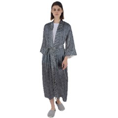 Black And White Triangles Maxi Satin Kimono