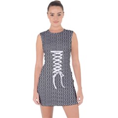 Black And White Triangles Lace Up Front Bodycon Dress by Sparkle