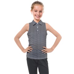 Black And White Triangles Kids  Sleeveless Polo Tee