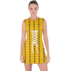 Digital Stars Lace Up Front Bodycon Dress