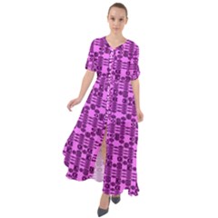 Digital Violet Waist Tie Boho Maxi Dress by Sparkle