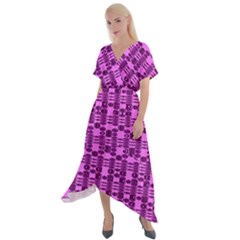 Digital Violet Cross Front Sharkbite Hem Maxi Dress by Sparkle