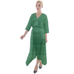 Digital Waves Quarter Sleeve Wrap Front Maxi Dress by Sparkle