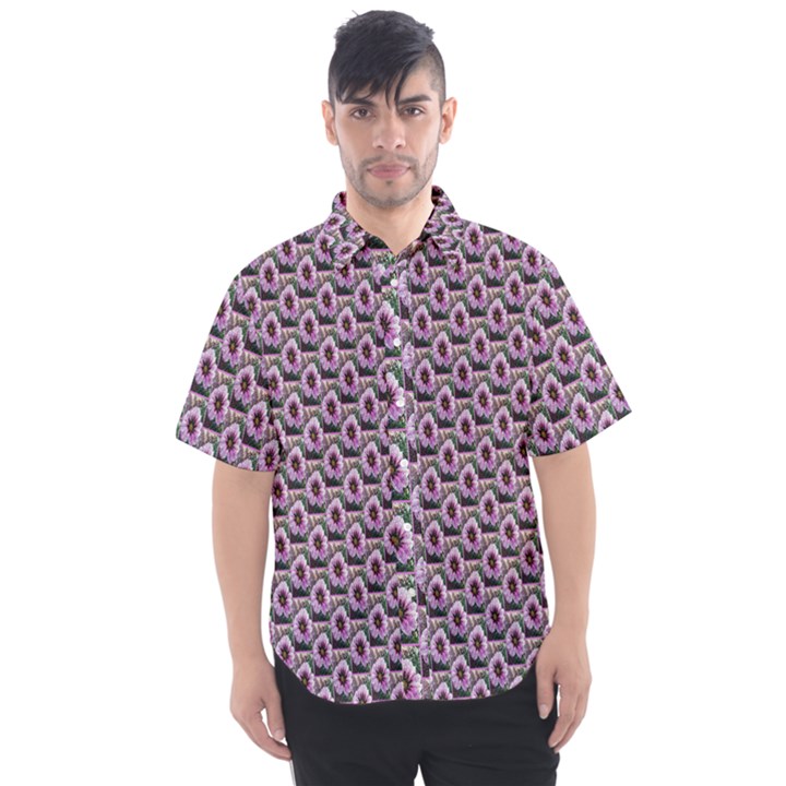 Flowers Pattern Men s Short Sleeve Shirt