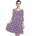 Flowers Pattern Quarter Sleeve Waist Band Dress View1