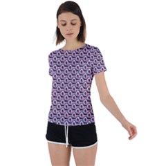 Flowers Pattern Back Circle Cutout Sports Tee