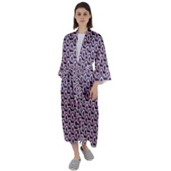 Flowers Pattern Maxi Satin Kimono