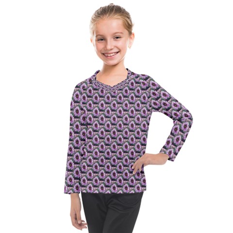 Flowers Pattern Kids  Long Mesh Tee by Sparkle