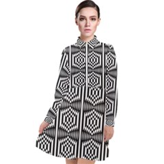 Optical Illusion Long Sleeve Chiffon Shirt Dress by Sparkle