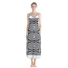 Optical Illusion Button Up Chiffon Maxi Dress by Sparkle