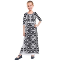 Optical Illusion Kids  Quarter Sleeve Maxi Dress by Sparkle