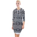 Mandala Pattern Quarter Sleeve Hood Bodycon Dress View1