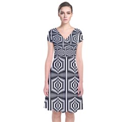 Optical Illusion Short Sleeve Front Wrap Dress