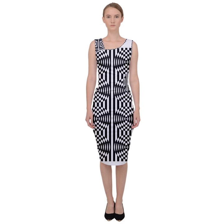 Optical Illusion Sleeveless Pencil Dress